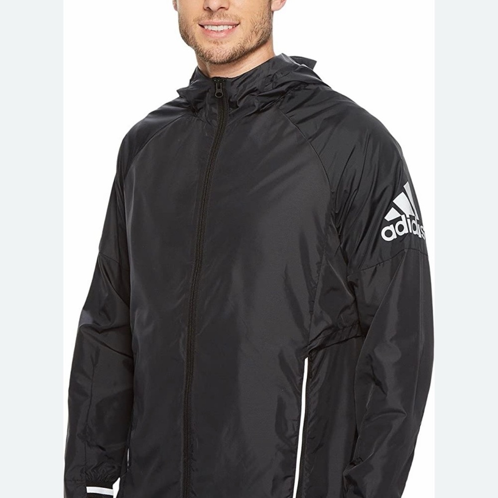 Adidas Men's Black Windbreaker with Hood Like New